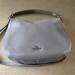 Coach Gray Pebbled Leather Large Shoulder Bag with removable Strap, Excellent